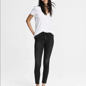 Rag& Bone Women's Black Raw Hem Five-Pocket Ankle Skinny Jeans Size 24